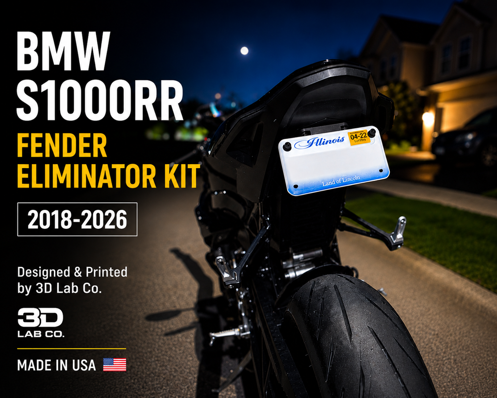 Fender Eliminator Kit compatible with BMW S1000RR 2018-2026, PETG Cover Plate and PA12-CF Carbon Fiber Nylon License Plate Holder